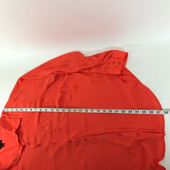 Torrid Lizzie Georgette Button-Up Long Sleeve Shirt Women's Plus 1/1X Orange - Picture 8 of 13